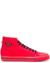 Мужские красные кожаные кеды от Adidas By Raf Simons