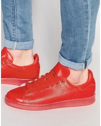 Мужские красные кожаные кеды от adidas