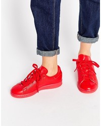 Женские красные кожаные кеды от adidas