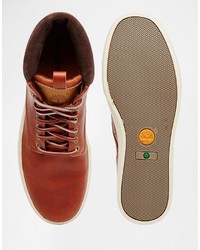 Мужские красные кожаные кеды от Timberland