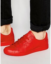 Мужские красные кожаные кеды от Armani Jeans