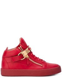 Мужские красные кожаные кеды от Giuseppe Zanotti Design