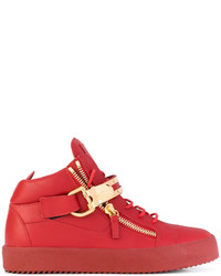 Мужские красные кожаные кеды от Giuseppe Zanotti Design