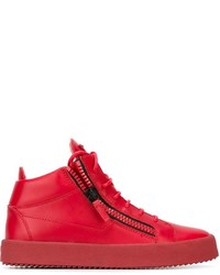 Мужские красные кожаные кеды от Giuseppe Zanotti Design