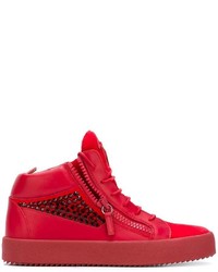 Мужские красные кожаные кеды от Giuseppe Zanotti Design