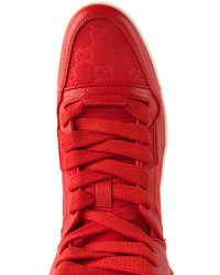 Мужские красные кожаные кеды от Gucci