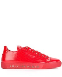 Мужские красные кожаные кеды от Philipp Plein