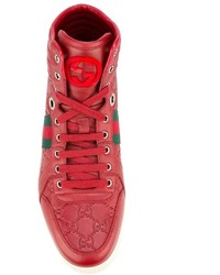 Мужские красные кожаные кеды от Gucci