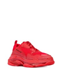 Мужские красные кожаные кроссовки от Balenciaga