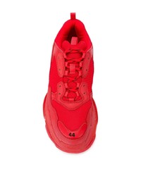 Мужские красные кожаные кроссовки от Balenciaga