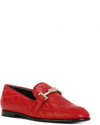 Женские красные кожаные лоферы от Tod's