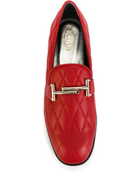 Женские красные кожаные лоферы от Tod's