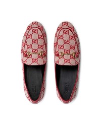 Женские красные кожаные лоферы от Gucci