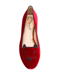 Женские красные кожаные лоферы от Charlotte Olympia