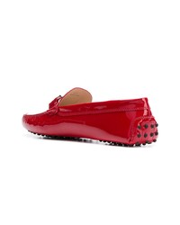 Женские красные кожаные мокасины от Tod's