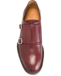 Красные кожаные монки с двумя ремешками от Gucci