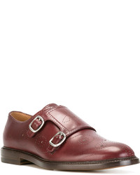 Красные кожаные монки с двумя ремешками от Gucci