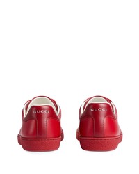Мужские красные кожаные низкие кеды от Gucci