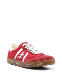 Мужские красные кожаные низкие кеды от Premiata