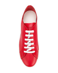 Мужские красные кожаные низкие кеды от Doucal's