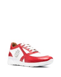 Мужские красные кожаные низкие кеды от Billionaire