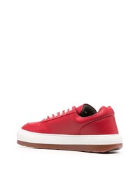 Мужские красные кожаные низкие кеды от Sunnei