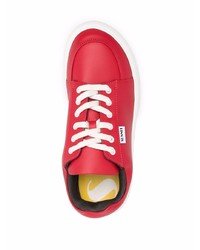 Мужские красные кожаные низкие кеды от Sunnei