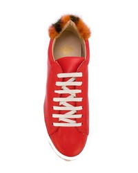 Женские красные кожаные низкие кеды от Mr & Mrs Italy