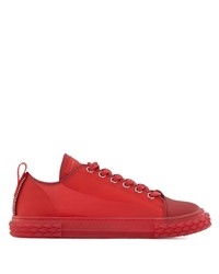 Мужские красные кожаные низкие кеды от Giuseppe Zanotti