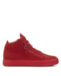 Мужские красные кожаные низкие кеды от Giuseppe Zanotti