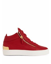 Мужские красные кожаные низкие кеды от Giuseppe Zanotti