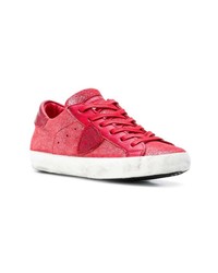 Женские красные кожаные низкие кеды от Philippe Model