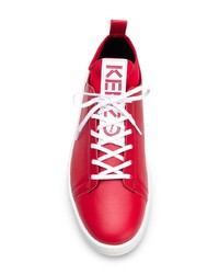 Мужские красные кожаные низкие кеды от Kenzo