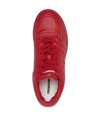 Мужские красные кожаные низкие кеды от DSQUARED2
