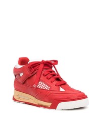 Мужские красные кожаные низкие кеды от Maison Margiela