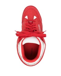 Мужские красные кожаные низкие кеды от Maison Margiela