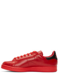 Мужские красные кожаные низкие кеды от Raf Simons