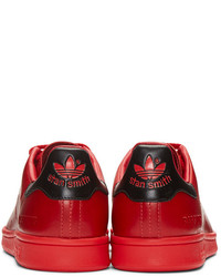 Мужские красные кожаные низкие кеды от Raf Simons