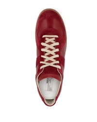 Мужские красные кожаные низкие кеды от Maison Margiela