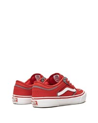 Мужские красные кожаные низкие кеды от Vans