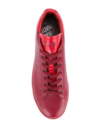 Мужские красные кожаные низкие кеды от Adidas By Raf Simons