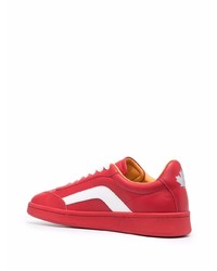 Мужские красные кожаные низкие кеды от DSQUARED2