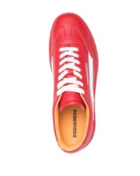 Мужские красные кожаные низкие кеды от DSQUARED2