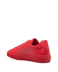 Мужские красные кожаные низкие кеды от Philipp Plein