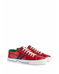 Мужские красные кожаные низкие кеды от Gucci