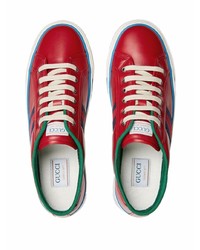 Мужские красные кожаные низкие кеды от Gucci