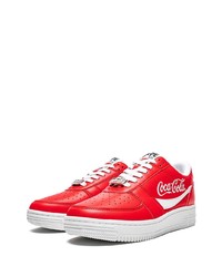 Мужские красные кожаные низкие кеды от A Bathing Ape