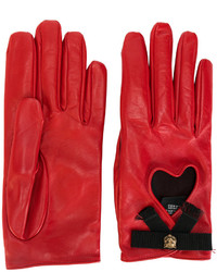 Женские красные кожаные перчатки от Gucci