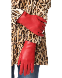 Женские красные кожаные перчатки от Agnelle