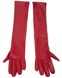 Женские красные кожаные перчатки от Lanvin